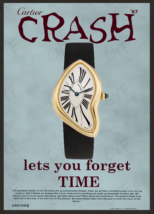 Poster affiche Cartier Crash horlogerie luxe décoration murale art HD vintage élégant