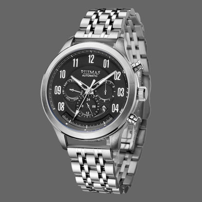 Montre mécanique squelette homme bracelet acier inoxydable 316L vue de profil 