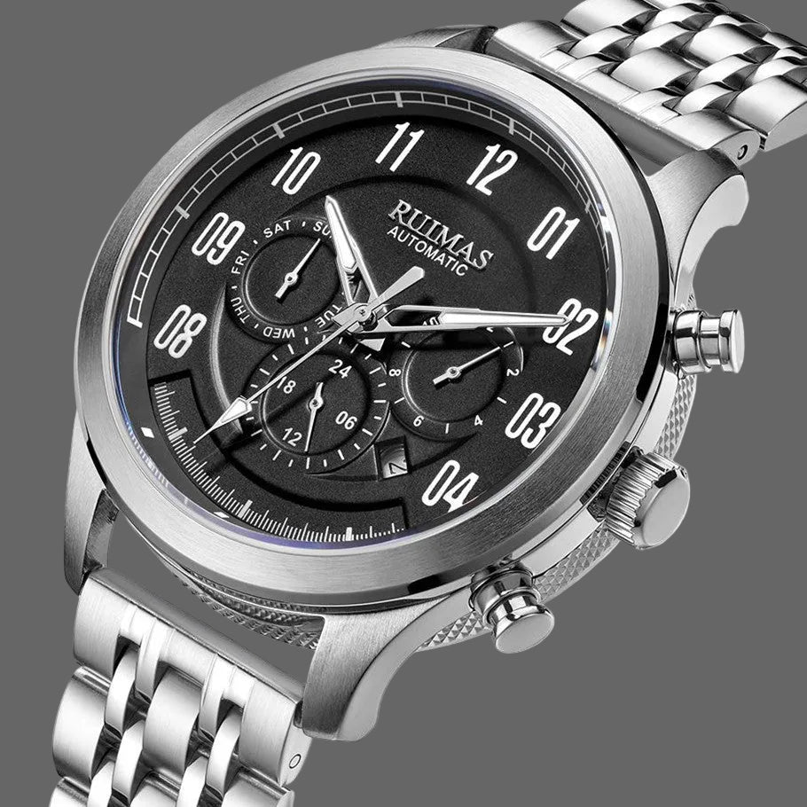 Bracelet acier inoxydable massif montre homme boucle déployante double sécurité maillons ajustables