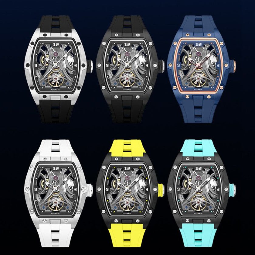 Montre Automatique Skeleton Design Tonneau