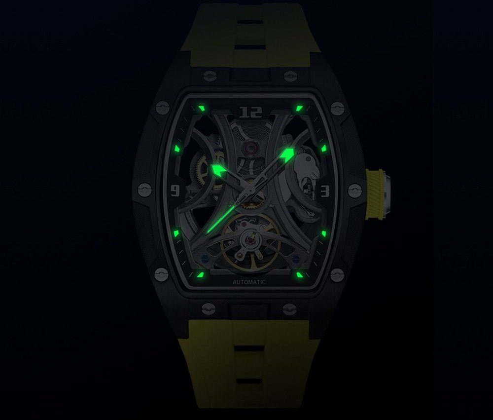 Montre Automatique Skeleton Design Tonneau