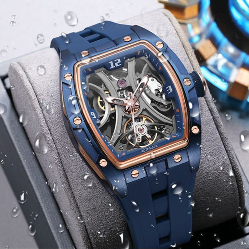 Montre Automatique Skeleton Design Tonneau