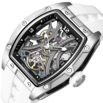 Montre Automatique Skeleton Design Tonneau