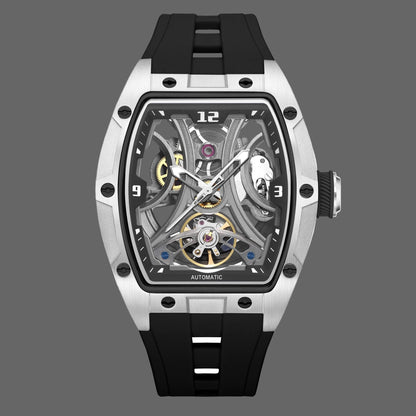 Montre Automatique Skeleton Design Tonneau