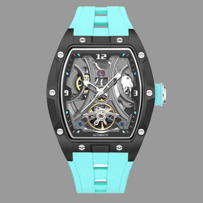 Montre Automatique Skeleton Design Tonneau