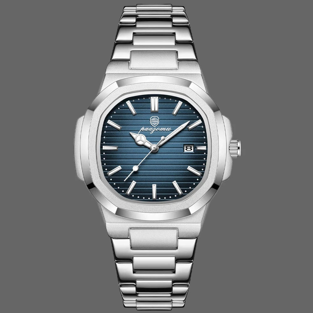 Montre acier inoxydable, élégante, étanche & affichage date