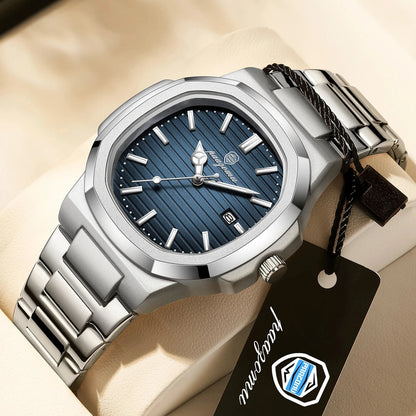 Montre acier inoxydable, élégante, étanche & affichage date